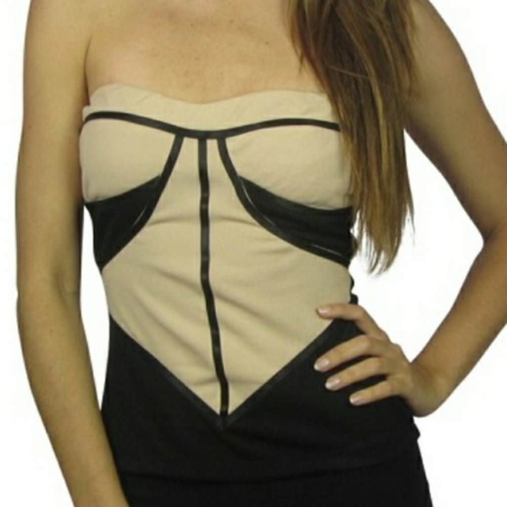 Strapless Black & Nude Top